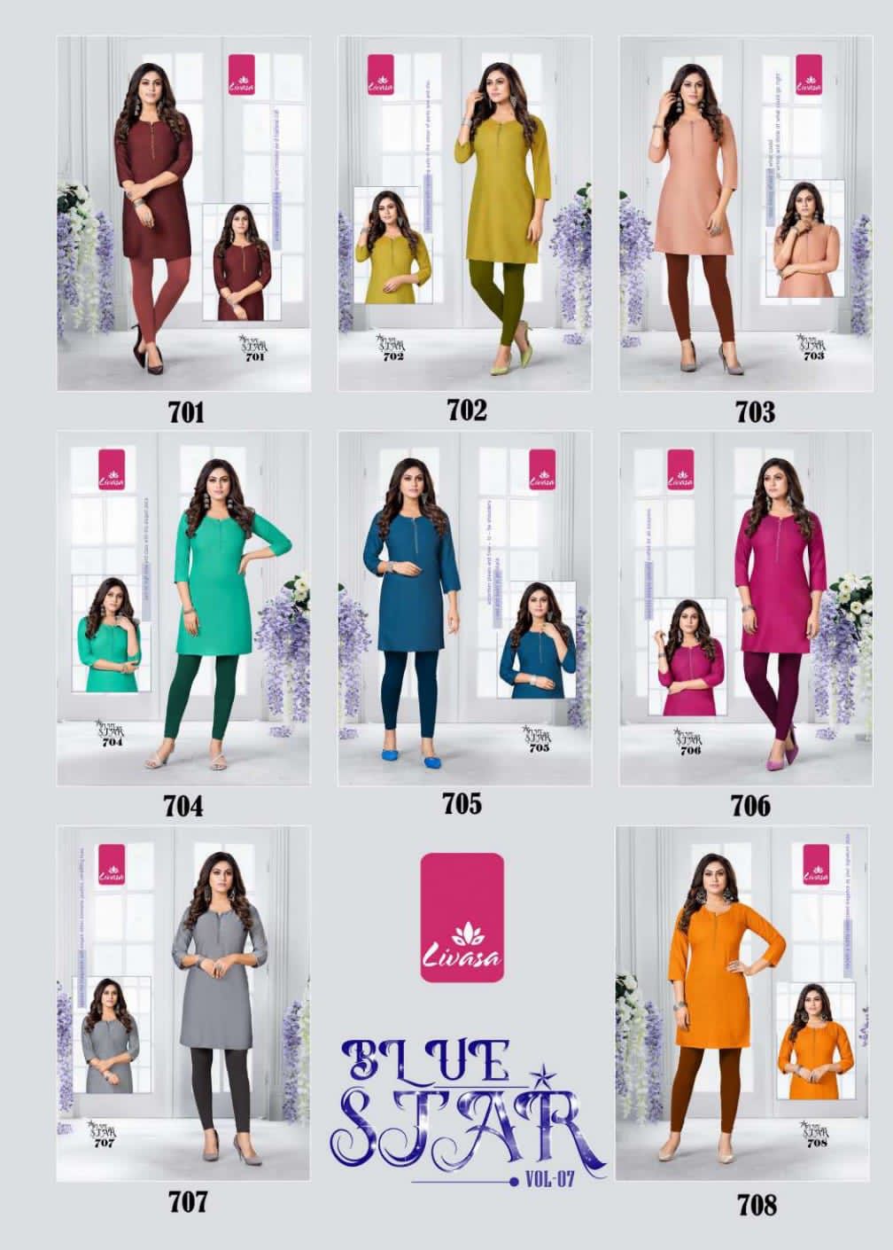 Livasa Blue Star 7 Rayon Printed Daily Wear Kurti Collection